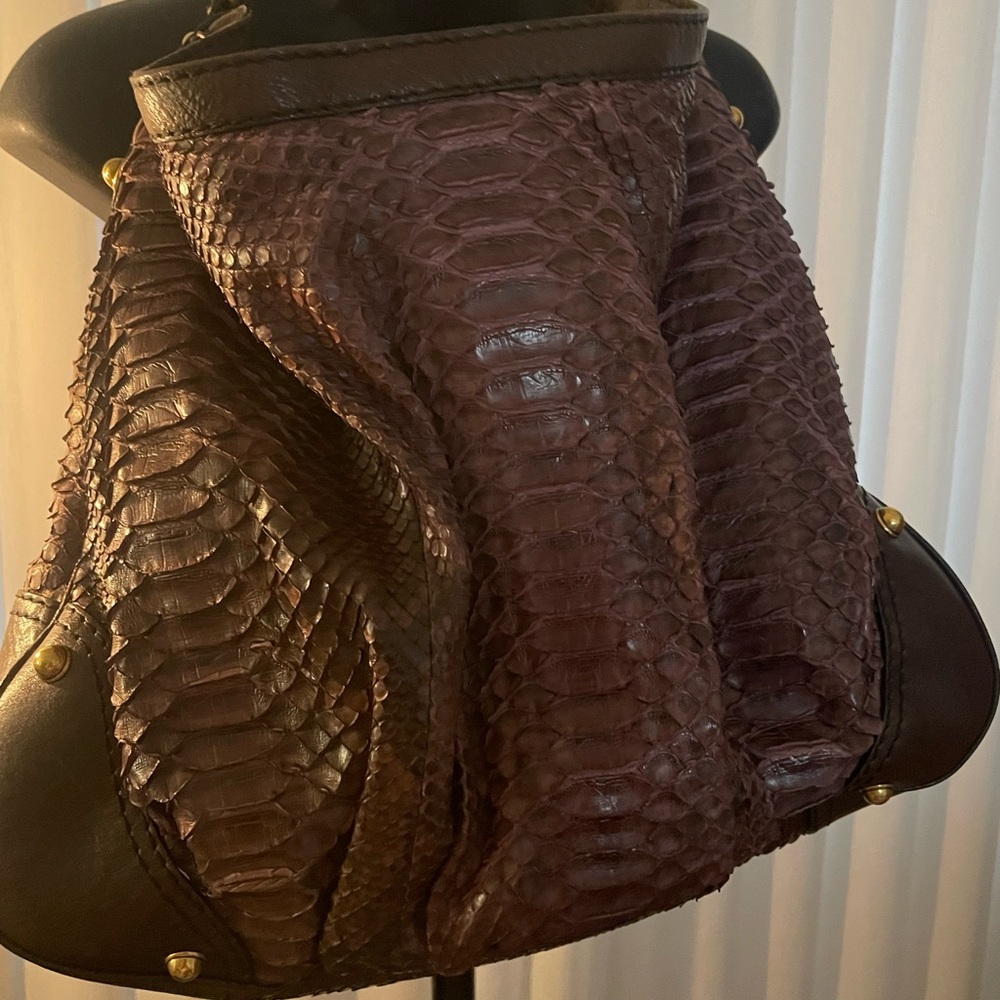 Authentic Gucci Brown Genuine Python Hobo Bag Lar… - image 4